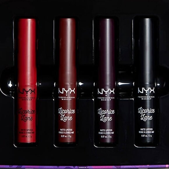 NEW NYX Professional Makeup 4-Pc. LIMITED EDITION Licorice Lane Matte Lippie Set - Picture 8 of 10